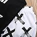 2pcs Newborn Toddler Kids Baby Boys Girls Black T-shirt Tops+White Cross Print Pants Outfits Clothes Set (90(1-2years))