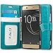 J&D Case Compatible for Xperia XA1 Ultra Case, Wallet Stand Slim Fit Heavy Duty Protective Shock Resistant Flip Cover Wallet Case for Sony Xperia XA1 Ultra Wallet, Aqua
