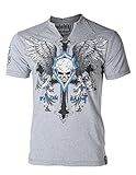 Nobility by Xzavier Men's V Cut Neck Skull Wing Graphic T-Shirt