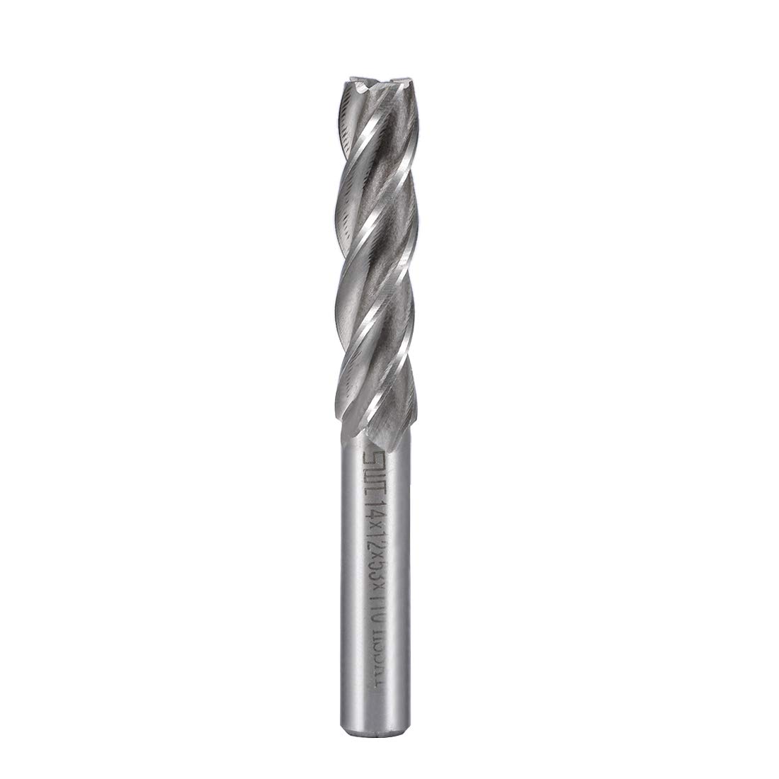 Sourcingmap High Speed Steel HSS-AL 4 Flute Straight End Mill Cutter CNC Router Bits, 14 x 12 x 53mm