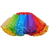 Womens Rainbow Puffy Tutu Layered Tulle Petticoat Skirt for Party