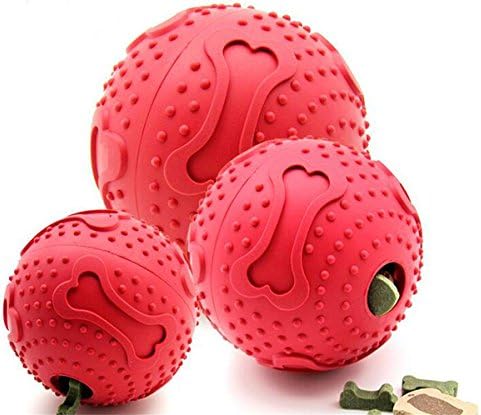 KYZ Pets Dog Rubber Interactive IQ Treat Ball Cat Toy Treat Ball Puppy Tricky Treat Ball Red 3-Pack(Small+Medium+Large )