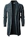 Ohoo Mens Long Sleeve Draped Lightweight Open Front Shawl Collar Longline Cardigan / DCC026-CHARCOAL-M