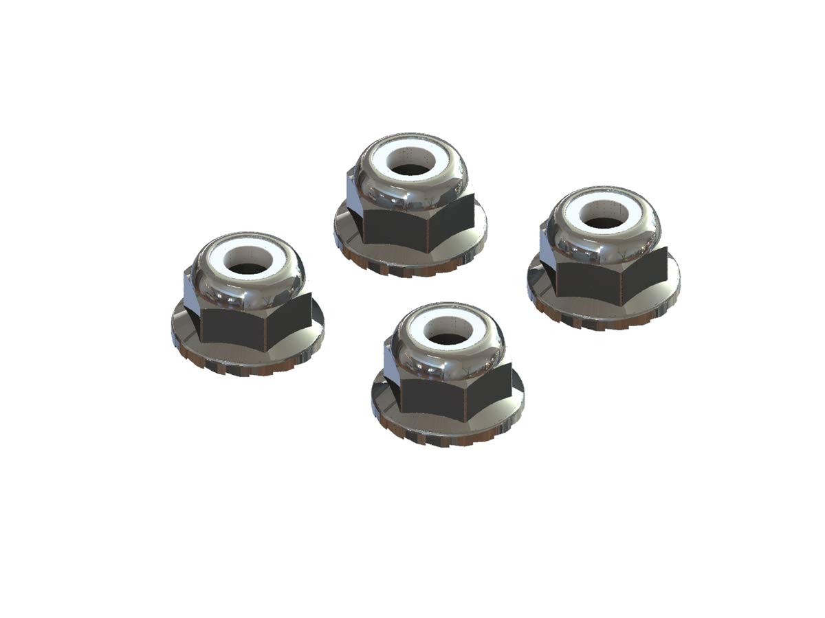 ARRMA 7mm Flanged Nyloc Locknut, Silver (4), ARAC9699