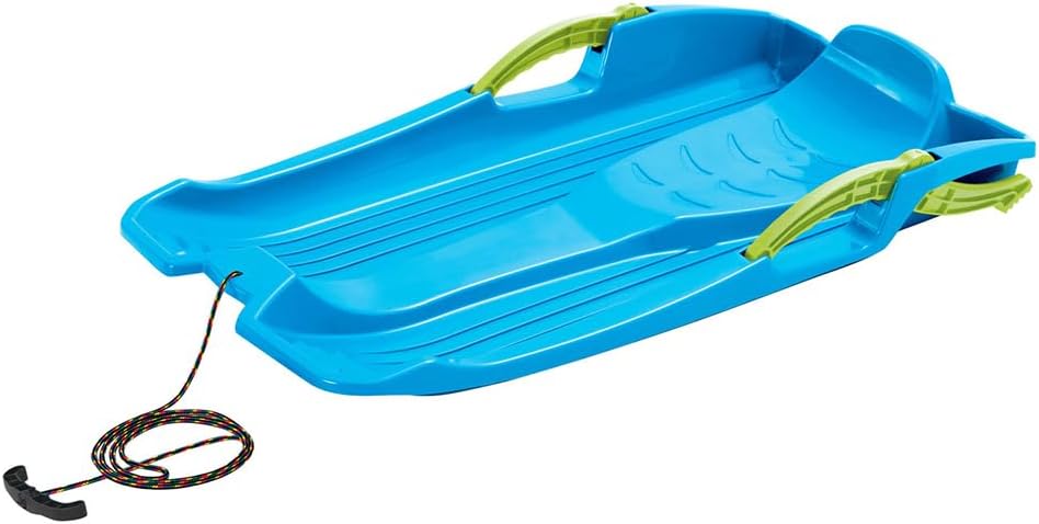 molti Steering Sledge Bob Snow Glider with Brakes Pull Rope 80cm Blue