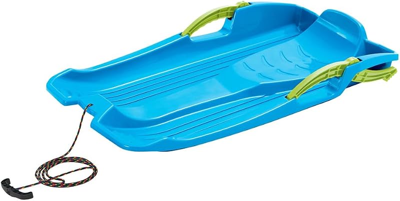 molti Steering Sledge Bob Snow Glider with Brakes Pull Rope 80cm Blue
