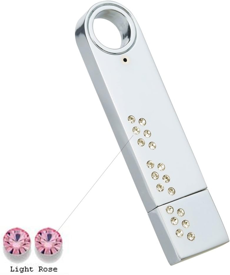 Faost Design 32GB DM328632-18P Swarovski Crystal Metal USB Drive,Memory Stick with Case Handmade,Storage More Color Crystal (Pink)