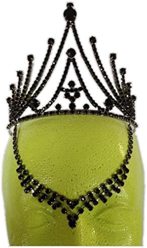 Black Fairy Tiara Medieval Gothic V Drop Gem Evil Queen Costume Accessory Witch