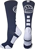 Volleyball Logo Crew Socks (Navy/White, Small)