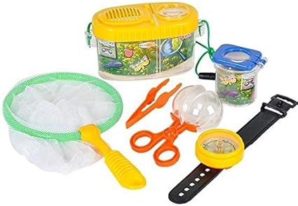 Amazon Com Fun Outdoor Toy Insect Bug Adventure Set Bug Catcher Set For Kids Backyard Exploration Kit Bug Collection Kit Includes Butterfly Net Compass Tweezers Transfer Capsule And Bug Carrier Toys