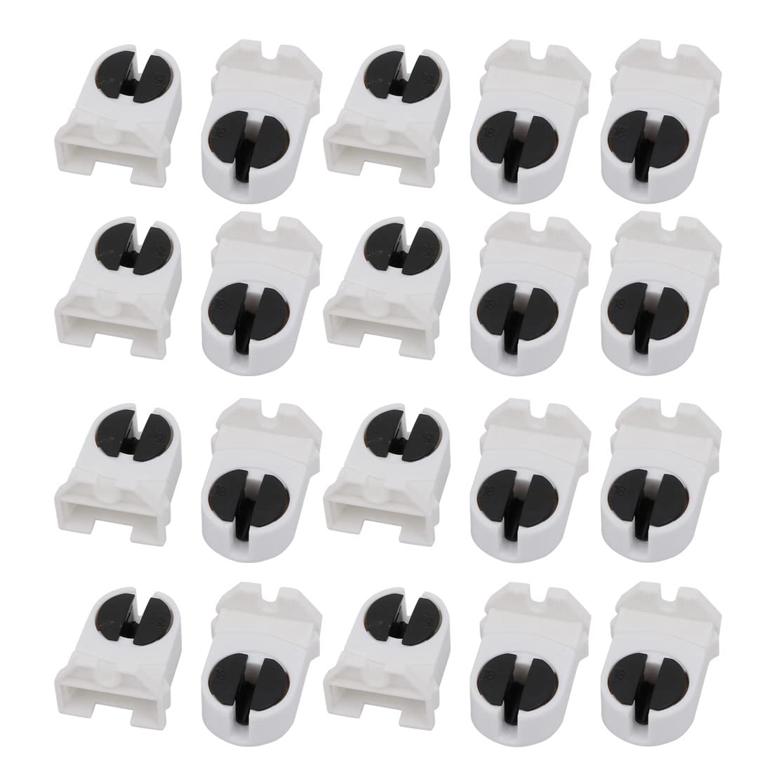Sourcingmap 20Pcs T5 Fluorescent Light Holder G5 Base Snap-in Lamp Socket AC 500V 2A for LED Fluorescent Tube