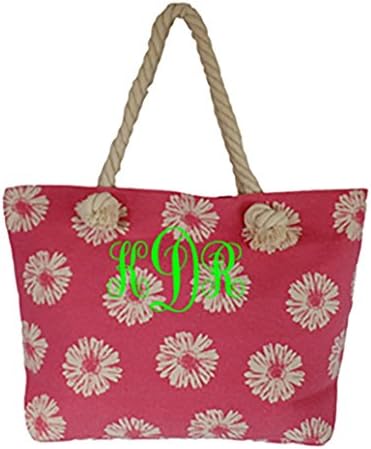 Custom Personalized Daisy Print Shopping Tote with Rope Handles