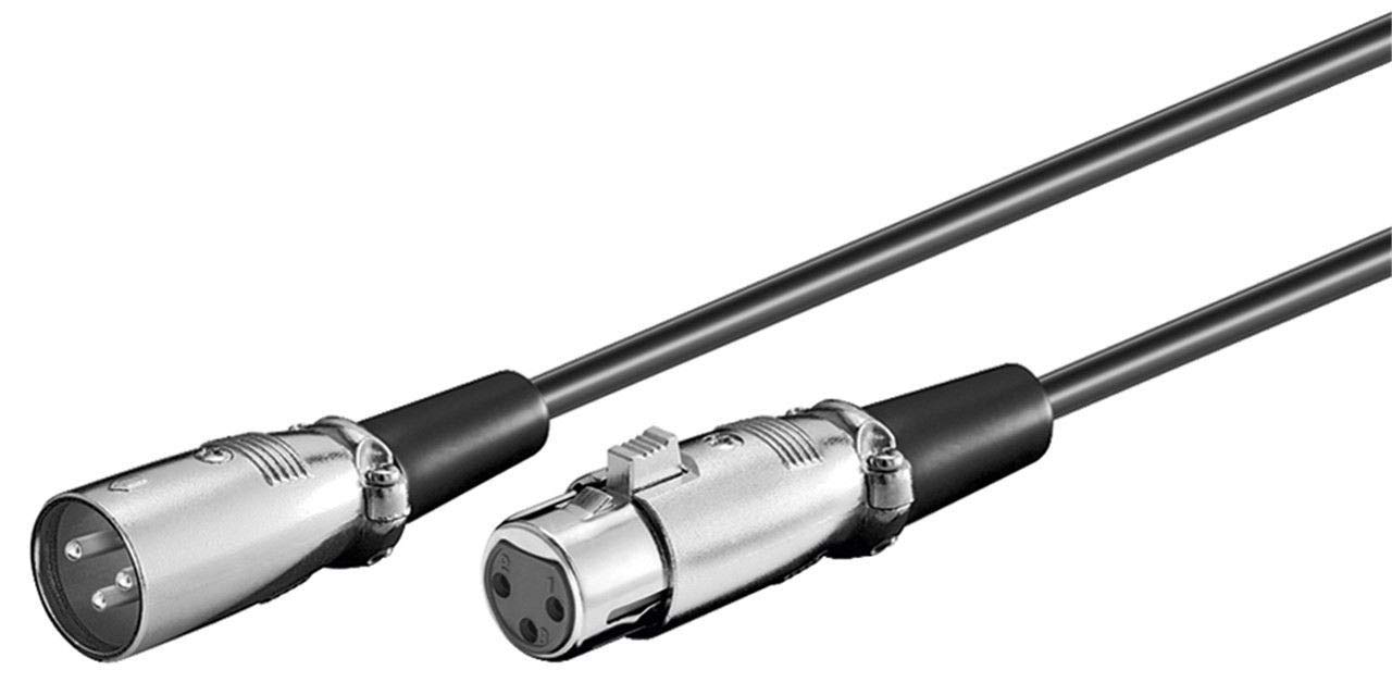 PremiumCord XLR to XLR Cable Male to Female 3 Pin Low Noise Colour Black Length 2m