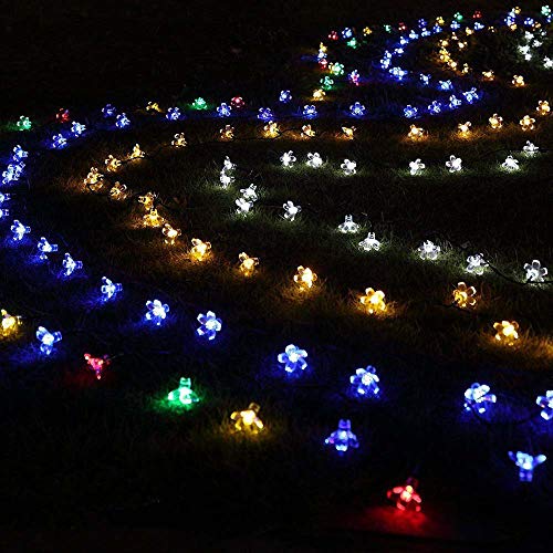 On Sale 21ft 50 LEDs Plum Blossom Lights String Solar Powered, 8 Lighting Modes Fairy Lights, Gift Ideas Christmsa Decor for Outdoor, Home, Lawn, Wedding, Patio, Party and Holiday