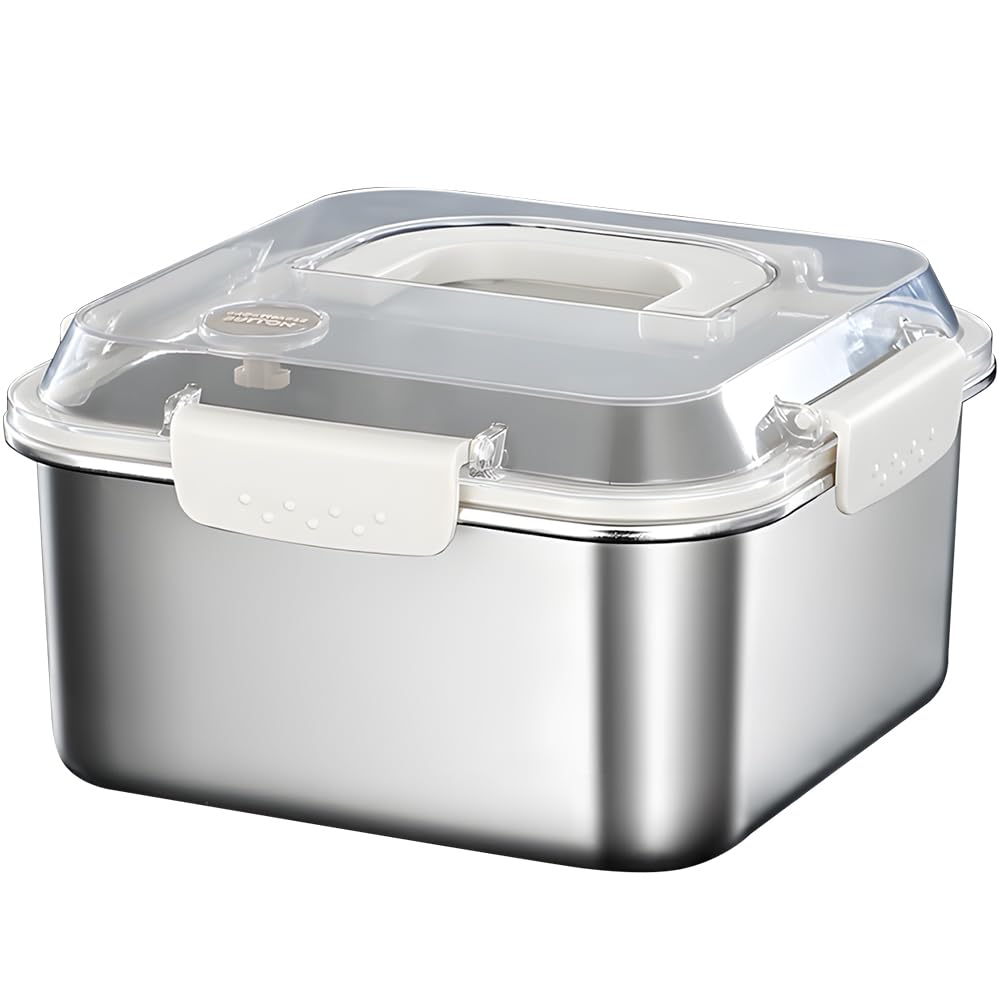 Photo 1 of ANQIA 304 Stainless Steel Food Storage Containers Box with Handle Lunch Box Leak Proof & Airtight Lids Bento Box Oven Freezer Dishwasher Safe (3000ML)