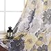 H.VERSAILTEX Linen Blended Grommet Semi-Sheer Curtains - 2 Pieces- Decorative Vintage Blooming Floral with Yellow Gray Pattern for Living Room, Privacy Assured (W52 x L84 inch)