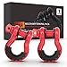 FieryRed 3/4 Inch D Ring Shackle 22046Ibs Break Strength with 7/8 Inch Locking Pin and Black Isolator Washer Kits to Use with Tow Strap, Pack of 2