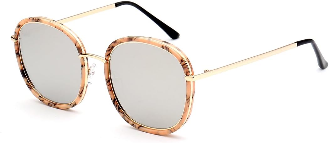 Sun Glasses for Womens Round Mirror Lens Retro Street Fashion Stytle Vogue Y Silver