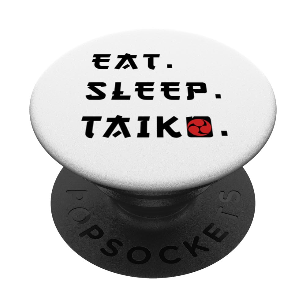 Eat Sleep Taiko Red Mitsudomoe Taiko Lover Taiko Drummer PopSockets Adhesive PopGrip