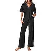 GKBK Womens Two Piece Outfits Pajama Sets 3/4 Sleeve Sleepwear Nightwear Loungewear Matching Lounge Set
