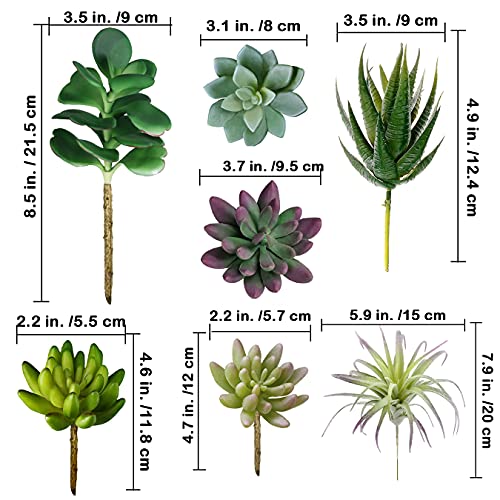 Supla 15 Pcs Assorted Artificial Succulents Plants Unpotted Small Green