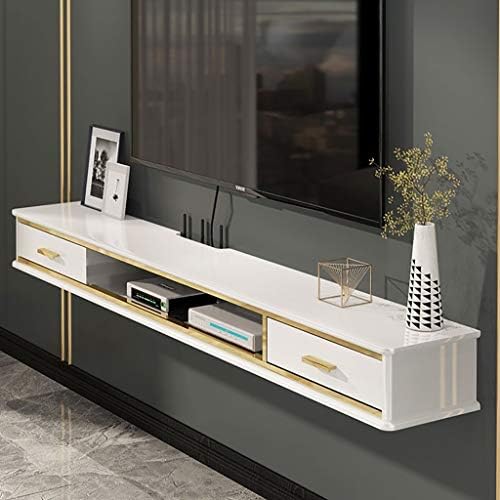 壁掛けテレビ台 白 黒の縁取りウォールテレビキャビネットリビングルームの家具 フローティング棚リビングルームの壁掛け吊りキャビネット寝室狭いパーティション金属 Color White Gcamedia Com
