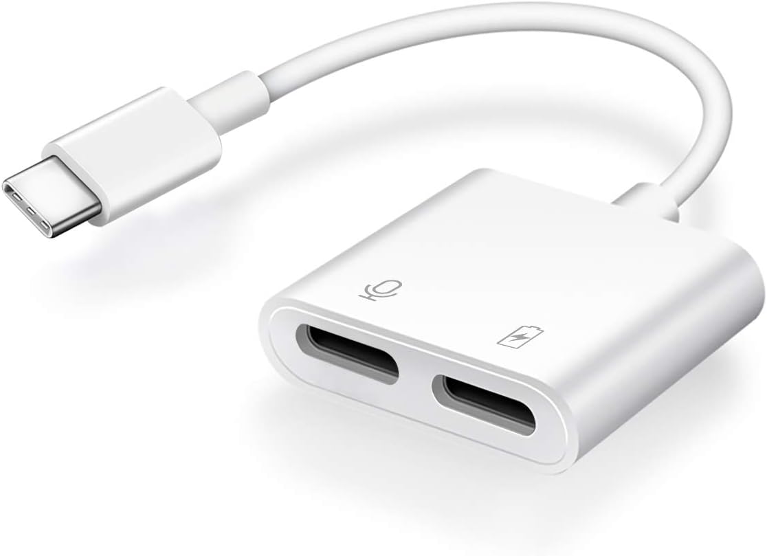 Runlink USB C Adapter with Type C Headphone Port and USB C Power Delivery Port, Dual USB C Dongle for Pixel 3/3XL, Huawei Mate 20 Pro, iPad Pro 2018 and More-White