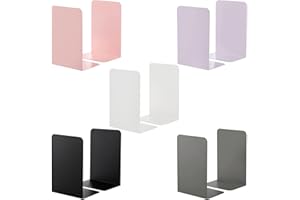 Cedilis 10 PC/5 Pair Book Ends, Heavy Duty Metal Book End for Shelves, Non-Skid Bookend, Universal Economy Book Stopper for B