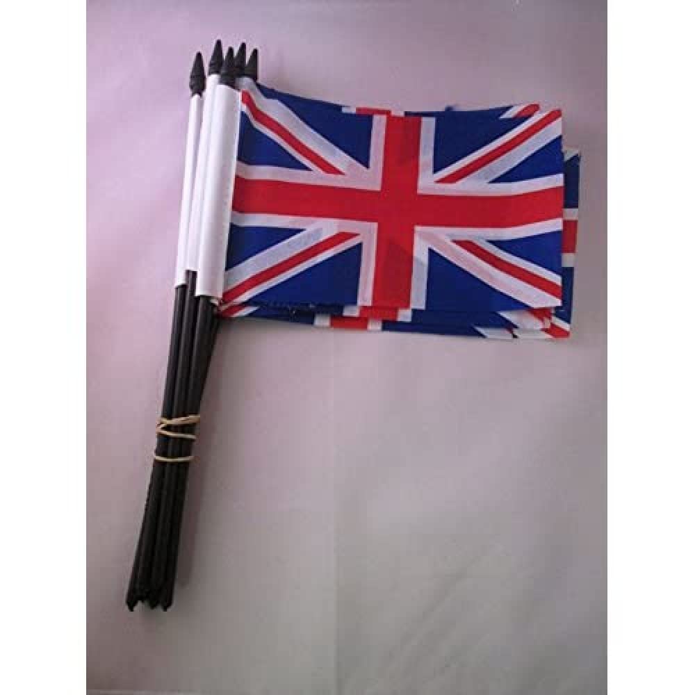 AZ FLAG United Kingdom Flag 4'' x 6'' black stick - UK - British - England flags 10 x 15 cm - Light Polyester
