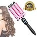 Pink Curling Iron 1 inch 3 Barrel Hair Waver Wand Ceramic Hair Heating Styling Tools Fast Heating with LCD Display Adjustable Temperature Hair Crimperthumb 1