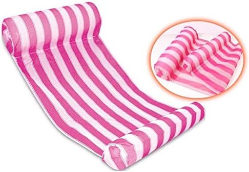 Coztoy Swimming Pool Float Hammock Inflatable Stripe Water Hammock Lounge 6 Colors For Choice, Pink