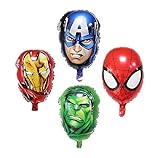 Astra Gourmet 4-pack Superhero Birthday Party Mylar Foil Balloon Avengers Super Hero Birthday Party Supplies Party Decorations(Spiderman/Ironman/Hulk/Captain America)