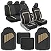 BDK Advanced Performance Car Seat Covers & Heavy Duty Rubber Floor Mats Combo (w/Motor Trend 2-Tone Mats)