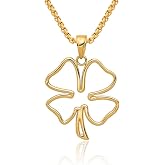 IceCarats 10K Yellow Gold Clover Leaf Shamrock Pendant Necklace | Polished, Solid, Large, 30mm 1.2 inch