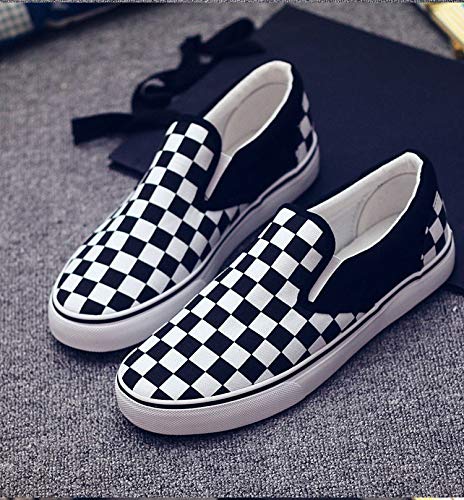 Ouronehome Checkerboard Shoe, Checkerd Sneakers Canvas Flat Lazy Rubber Slip-On Shoe