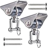 SELEWARE Set of 2 2000 lb Capacity Permanent Antirust SUS304 Silent 360Â° Swivel Swing Hangers, Heavy Duty Swing Hooks with 4 Screw for Concrete Wooden Hanging Hardware for Yoga Hammock Chair Gym Swing