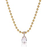Fullpop Women’s Dainty Gold Zircon Pendant Necklace - Stainless Steel Hypoallergenic Waterproof Tarnish-Resistant