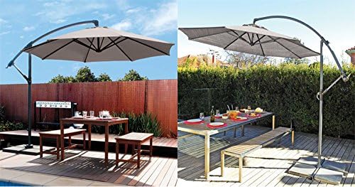 Amazon Com Coolaroo Cantilever Umbrella Freestanding Patio Shade Umbrella 90 Uv Block Round 10 With Two Position Tilt Smoke Garden Outdoor