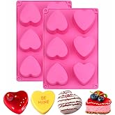 BAKER DEPOT 6 Holes Heart Shaped Silicone Mold For Chocolate Cake Jelly Pudding Handmade Soap Mould Candy Making Set of 2