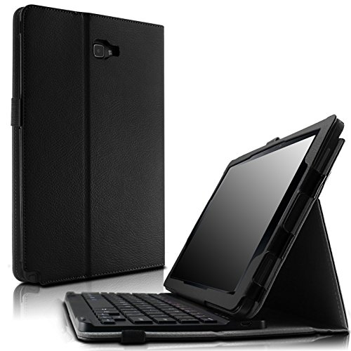 Infiland Samsung Galaxy Tab A 10.1 with S Pen Keyboard case - Folio PU Leather Case Cover with Magnetically Detachable Bluetooth Keyboard for Galaxy Tab A 10.1 inch with S Pen P580 Tablet , Black