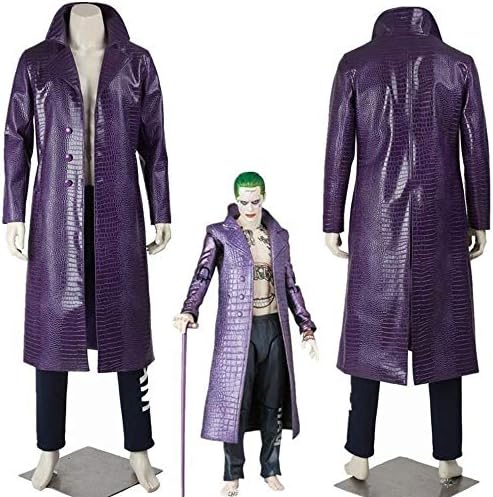 Parties Joker Costumes | Mens Stylish Movies Leather Jacket Costumes Coat | Joker Purple Long Coat