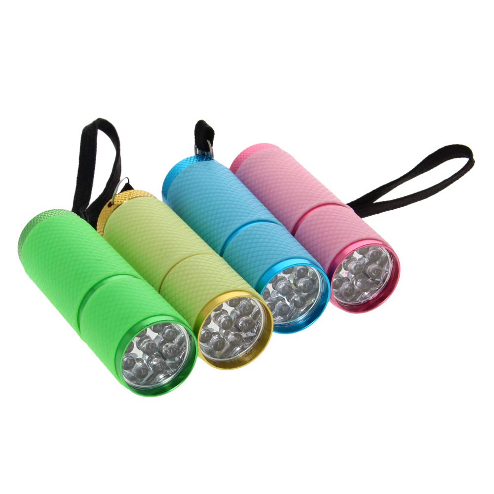 UV Mini 9 LED Aluminum Flashlight Ultraviolet Othmro Blacklight Torch with Lanyard AAA Battery Not Included Multicolor 4Pcs