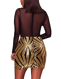 Club nocturno de las mujeres de Blibea Vestido ajustado de lentejuelas de manga larga Bodycon de manga larga sexy