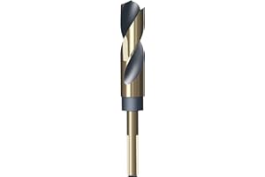 HUHAO 5/8 Inch Drill Bit - Reduced Shank High Speed Steel HSS 4341 for Heavy-Duty Metal & Steel, 10mm (3/8"), Black Nitride & Gold Titanium Coated for Structural Beams, Thick Plates