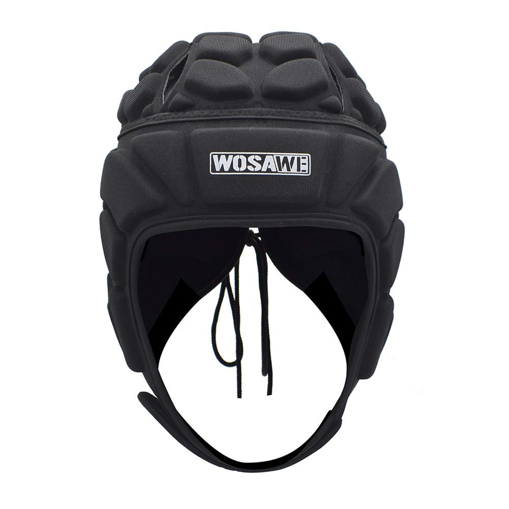 WOSAWE Rugby Headgear for Adults, Padded Sports Cap Breathable Head Cover for Baseball, Football, Training (Black, M)