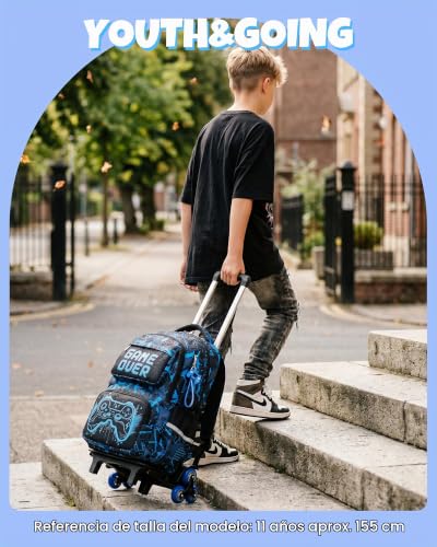 Amythe Backpack Trolley Teenagers Strap Trolley Reflective Waterproof, blue, Travel Backpacks | Waterproof Reflective Trolley Strap Large Daypack Multi-Pockets Spacious Sturdy for School Travel Hiking