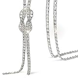 Suyi Trendy Crystal Long Necklace All-Match Style Shining Clothing Sweater Chain Silver