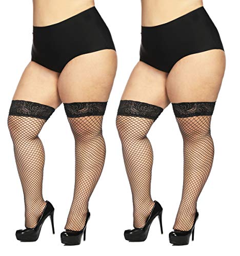 CURRMIEGO Women's Fishnet Thigh Highs 