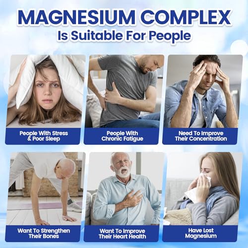 1000mg Magnesium Complex for Women and Men, Magnesium Glycinate, Citrate, Malate, Taurate, Oxide, Carbonate, Aspartate, Orotate, 8-in-1 Magnesium Supplement - Non GMO 240 Capsules