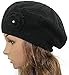 MINAKOLIFE Women Crochet Braided Knit Flower Beret Baggy Beanie Ski Cap Hat (Black)